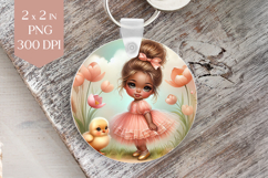Girl and Chick Keyring Sublimation PNG Product Image 1