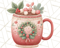 Christmas Hot Cocoa Mug Clipart PNG, Holiday Cup Art Product Image 5
