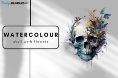 Watercolour Skull with flowers 3 Product Image 2
