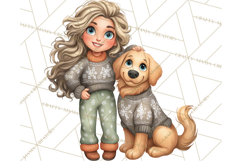 Matching Christmas Sweaters Clipart PNG, Pet Owners Clip Art Product Image 3