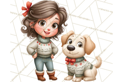 Matching Christmas Sweaters Clipart PNG, Pet Owners Clip Art Product Image 2