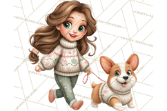 Matching Christmas Sweaters Clipart PNG, Pet Owners Clip Art Product Image 4