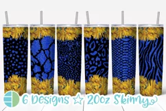 Skinny Tumbler Sublimation Design - Sunflower Leopard Print Product Image 1