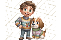 Matching Christmas Sweaters Clipart PNG, Pet Owners Clip Art Product Image 2