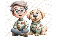 Matching Christmas Sweaters Clipart PNG, Pet Owners Clip Art Product Image 4