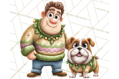Matching Christmas Sweaters Clipart PNG, Pet Owners Clip Art Product Image 5