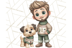 Matching Christmas Sweaters Clipart PNG, Pet Owners Clip Art Product Image 3