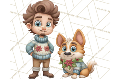 Matching Christmas Sweaters Clipart PNG, Pet Owners Clip Art Product Image 2