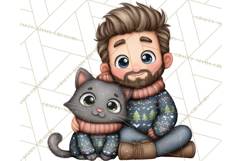 Matching Christmas Sweaters Clipart PNG, Pet Owners Clip Art Product Image 3