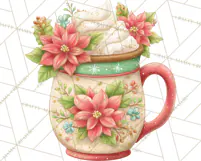 Christmas Hot Cocoa Mug Clipart PNG, Holiday Cup Art Product Image 5