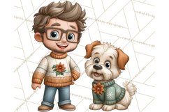 Matching Christmas Sweaters Clipart PNG, Pet Owners Clip Art Product Image 4
