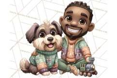 Matching Christmas Sweaters Clipart PNG, Pet Owners Clip Art Product Image 2