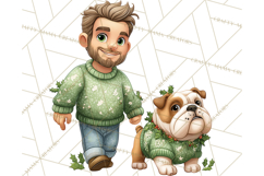 Matching Christmas Sweaters Clipart PNG, Pet Owners Clip Art Product Image 3