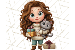 Matching Christmas Sweaters Clipart PNG, Pet Owners Clip Art Product Image 3