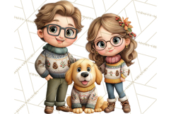 Matching Christmas Sweaters Clipart PNG, Pet Owners Clip Art Product Image 5