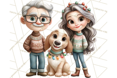 Matching Christmas Sweaters Clipart PNG, Pet Owners Clip Art Product Image 3