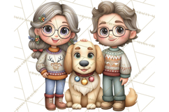 Matching Christmas Sweaters Clipart PNG, Pet Owners Clip Art Product Image 4