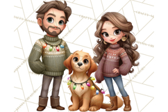 Matching Christmas Sweaters Clipart PNG, Pet Owners Clip Art Product Image 5
