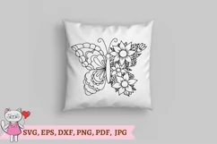 Floral Butterfly svg, Flowers svg, hand drawn Product Image 2