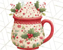 Christmas Hot Cocoa Mug Clipart PNG, Holiday Cup Art Product Image 5
