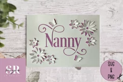 3D Floral Nanny card| Paper cutting | Birthday card SVG. Product Image 1