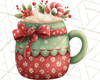 Christmas Hot Cocoa Mug Clipart PNG, Holiday Cup Art Product Image 2