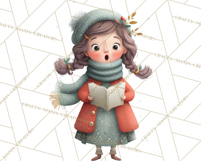 Christmas Carolers Clipart PNG, Holiday Choir Clip Art Product Image 5