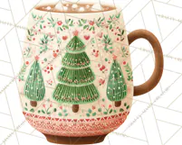 Christmas Hot Cocoa Mug Clipart PNG, Holiday Cup Art Product Image 5