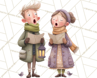 Christmas Carolers Clipart PNG, Holiday Choir Clip Art Product Image 5