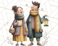 Christmas Carolers Clipart PNG, Holiday Choir Clip Art Product Image 2