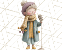 Christmas Carolers Clipart PNG, Holiday Choir Clip Art Product Image 3