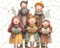 Christmas Carolers Clipart PNG, Holiday Choir Clip Art Product Image 5