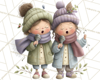 Christmas Carolers Clipart PNG, Holiday Choir Clip Art Product Image 3