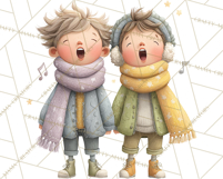 Christmas Carolers Clipart PNG, Holiday Choir Clip Art Product Image 5