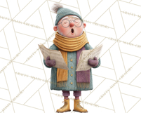 Christmas Carolers Clipart PNG, Holiday Choir Clip Art Product Image 3