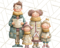 Christmas Carolers Clipart PNG, Holiday Choir Clip Art Product Image 5