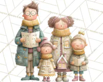 Christmas Carolers Clipart PNG, Holiday Choir Clip Art Product Image 5
