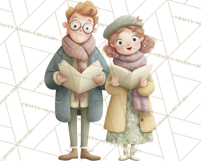 Christmas Carolers Clipart PNG, Holiday Choir Clip Art Product Image 2