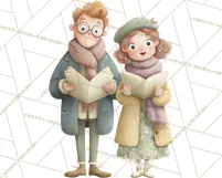 Christmas Carolers Clipart PNG, Holiday Choir Clip Art Product Image 2