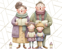 Christmas Carolers Clipart PNG, Holiday Choir Clip Art Product Image 4