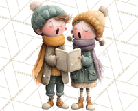 Christmas Carolers Clipart PNG, Holiday Choir Clip Art Product Image 2