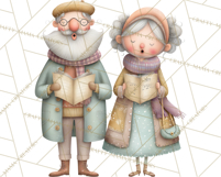 Christmas Carolers Clipart PNG, Holiday Choir Clip Art Product Image 3