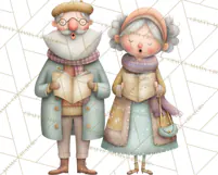 Christmas Carolers Clipart PNG, Holiday Choir Clip Art Product Image 3