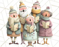 Christmas Carolers Clipart PNG, Holiday Choir Clip Art Product Image 2