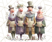 Christmas Carolers Clipart PNG, Holiday Choir Clip Art Product Image 3