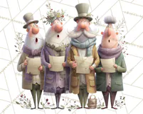 Christmas Carolers Clipart PNG, Holiday Choir Clip Art Product Image 3