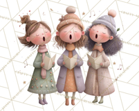 Christmas Carolers Clipart PNG, Holiday Choir Clip Art Product Image 2