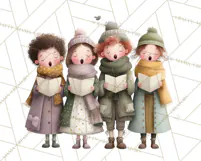 Christmas Carolers Clipart PNG, Holiday Choir Clip Art Product Image 4