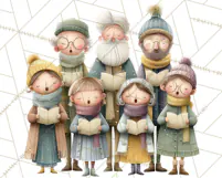 Christmas Carolers Clipart PNG, Holiday Choir Clip Art Product Image 5