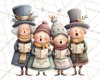 Christmas Carolers Clipart PNG, Holiday Choir Clip Art Product Image 3